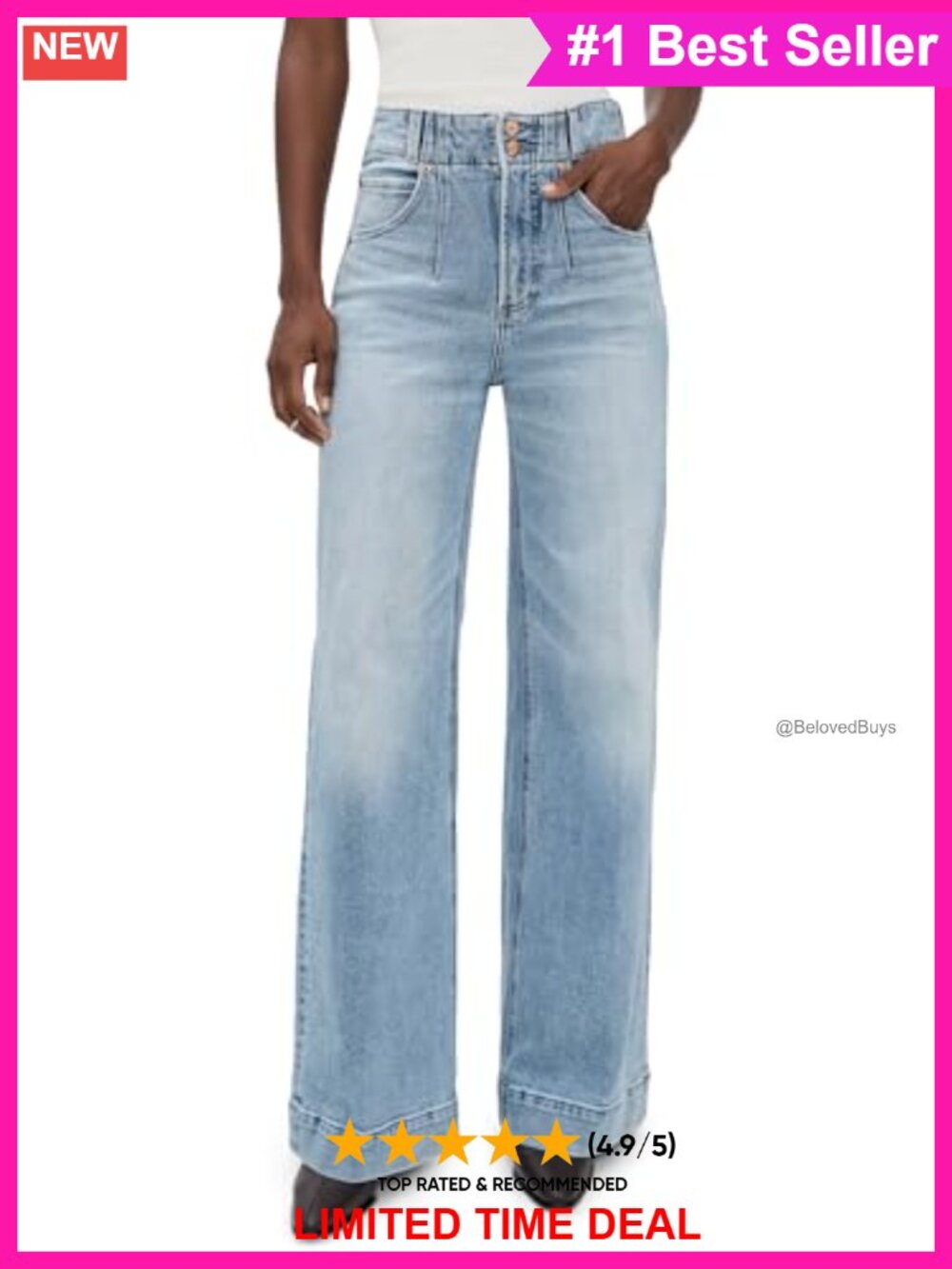High Rise Crop Wide Leg Jeans Raw Hem Mid-Weight Low-Stretch Denim